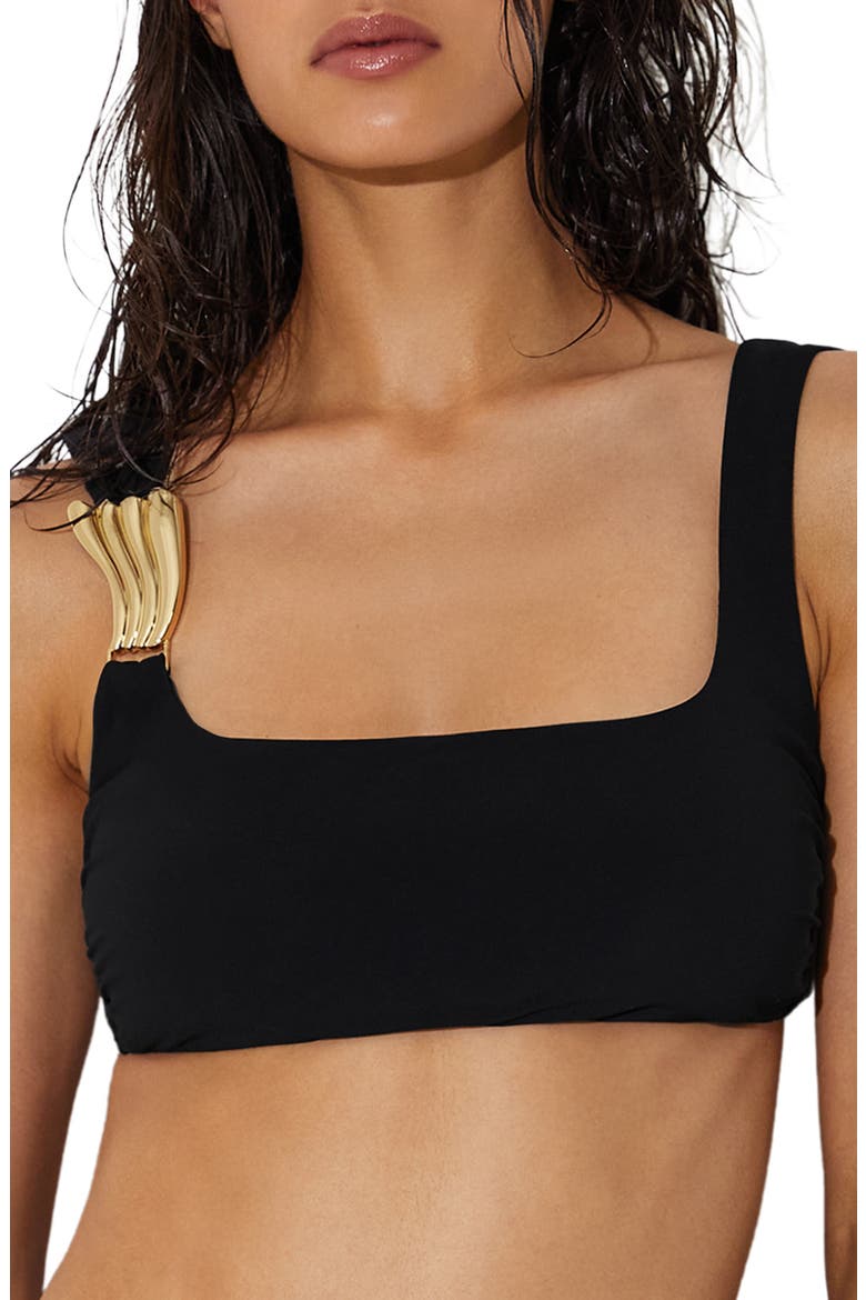 Alba One-Shoulder Bikini Top, Main, color, BLACK