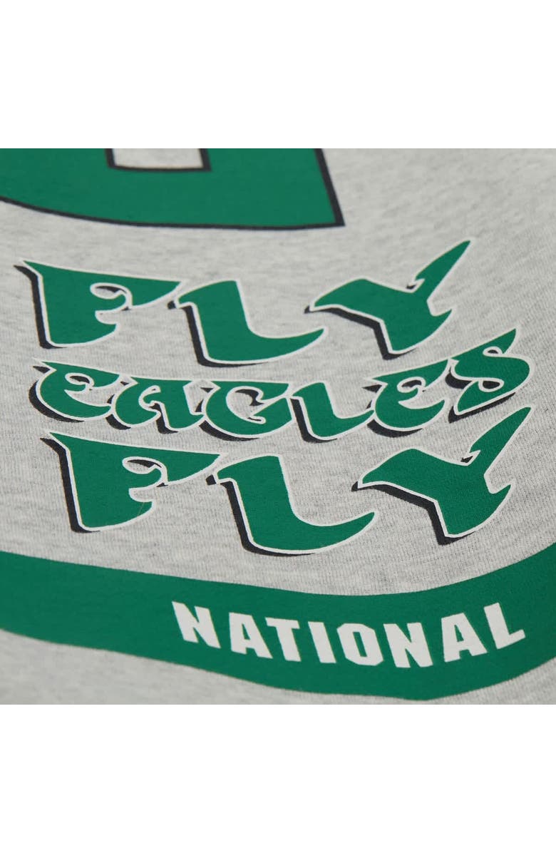 Mitchell & Ness Men's Mitchell & Ness Heather Gray Philadelphia Eagles All Over Print Vintage Fleece Crewneck Sweatshirt, Alternate, color,