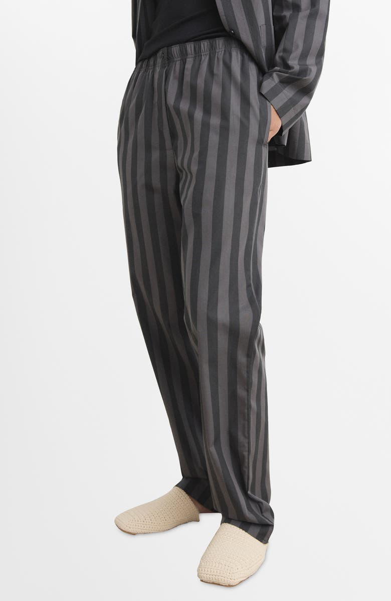 MANGO Stripe Cotton Pajama Pants, Main, color, Grey