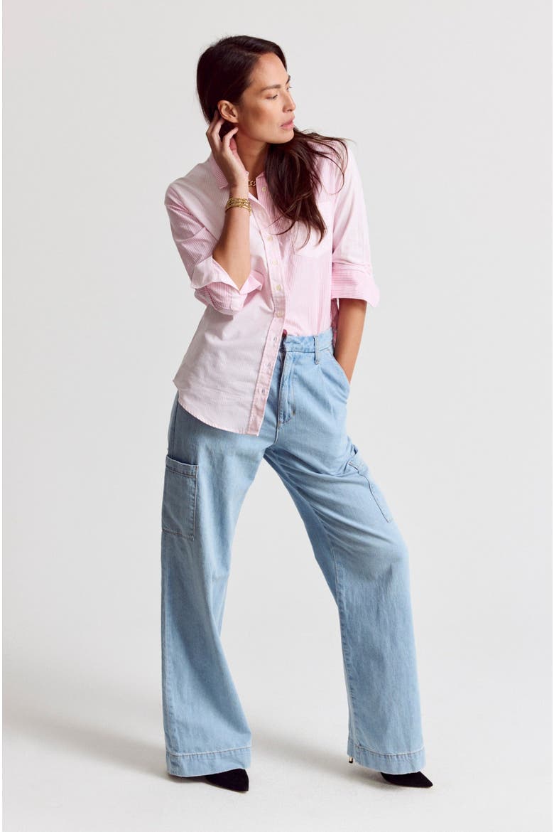 The Boyfriend Shirt in Multistripe, Alternate, color, Multi Pink Stripe