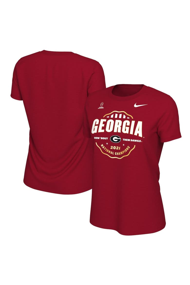 Women's Nike Red Georgia Bulldogs College Football Playoff 2021 National Champions Seal Celebration T-Shirt, Alternate, color, Red