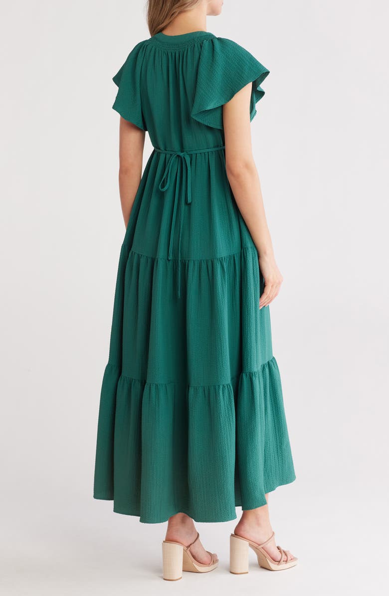Calvin Klein Flutter Sleeve Tiered A-Line Maxi Dress, Alternate, color,