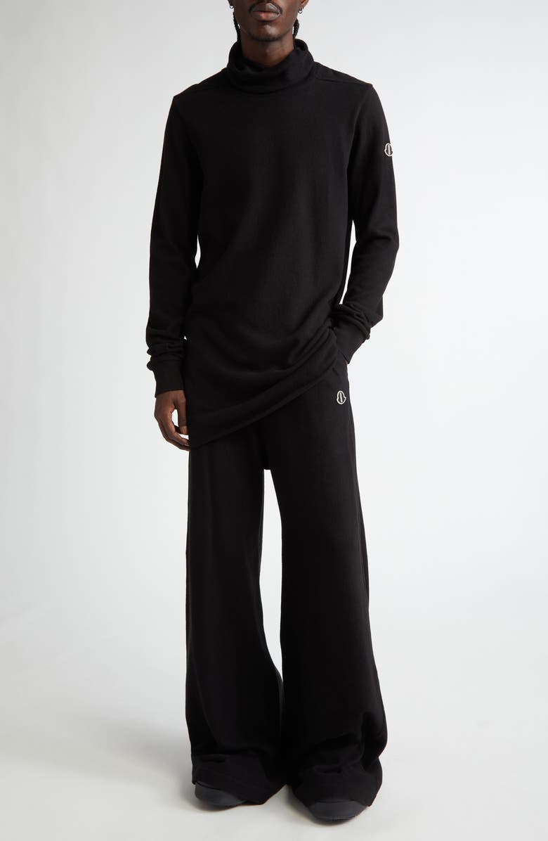 Moncler x Rick Owens Long Sleeve Cotton Rib Turtleneck Top, Alternate, color, 