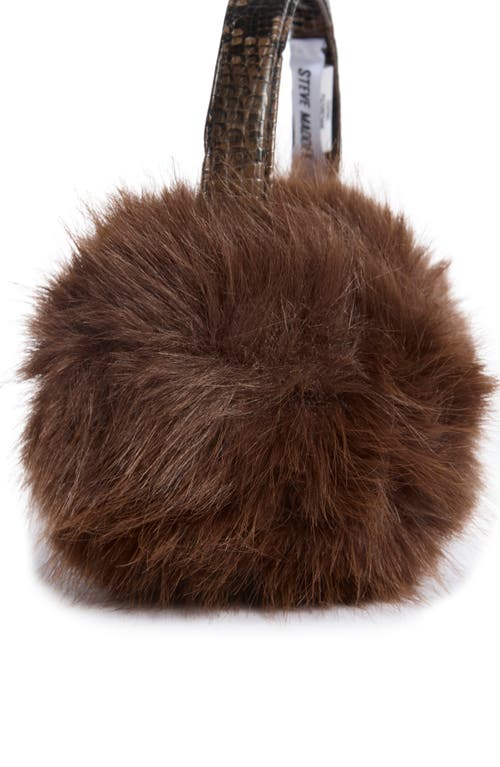 Steve Madden Faux Leather & Faux Fur Earmuffs In Brown