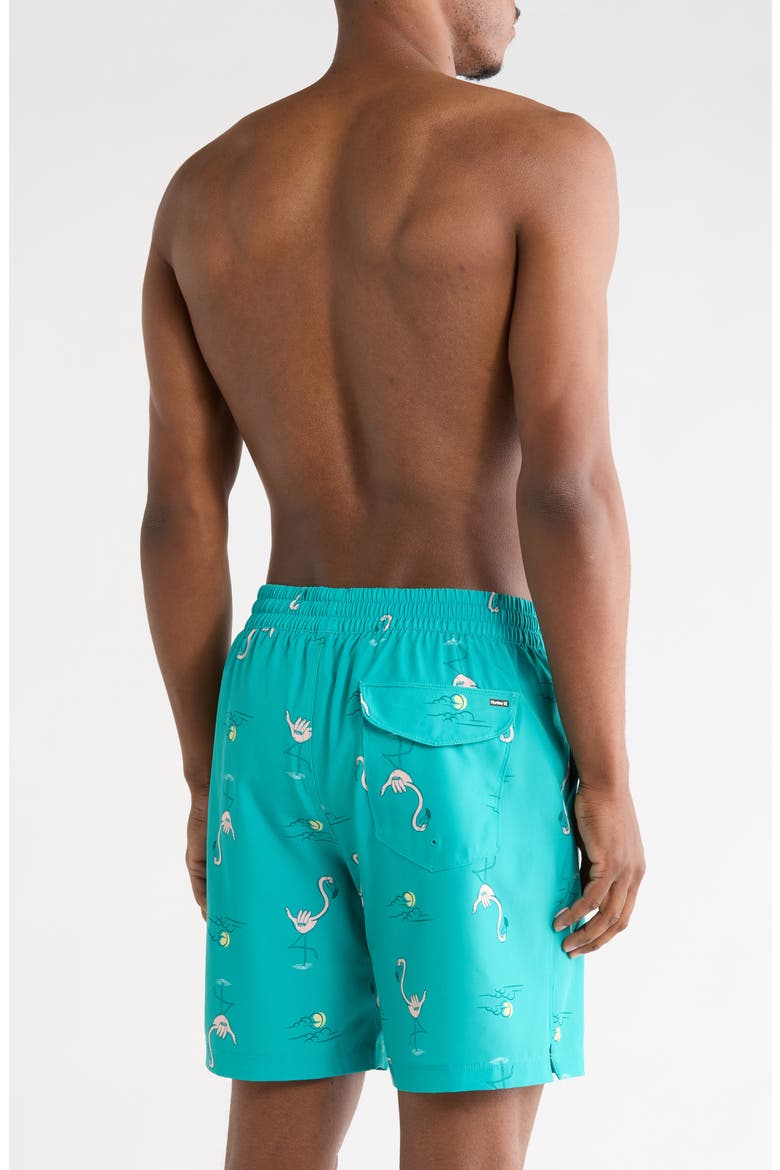 Shaka Flamingo Volley Swim Shorts, Alternate, color, TEAL TINT