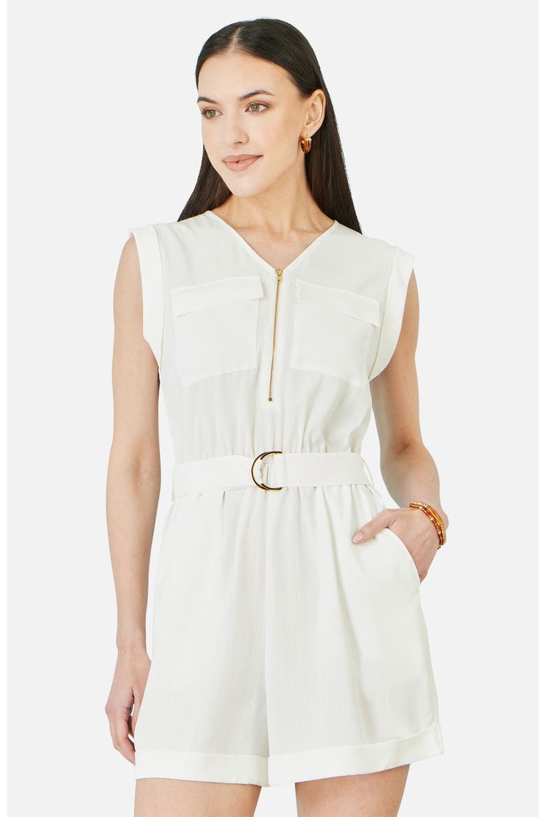 Utility Style Playsuit, Alternate, color, White