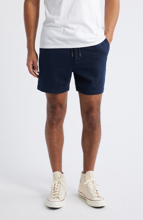 Archer Flat Front Cotton & Linen Shorts