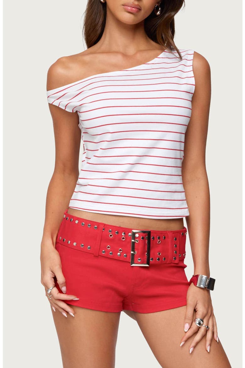 Keryn Stripe Asymmetric Top, Main, color, RED-AND-WHITE