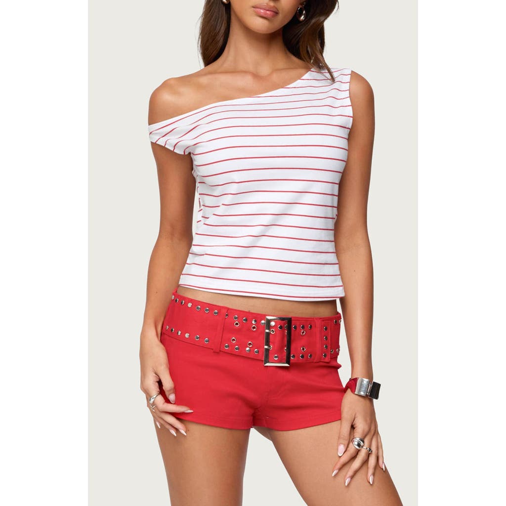Edikted Keryn Striped Asymmetric Top In White