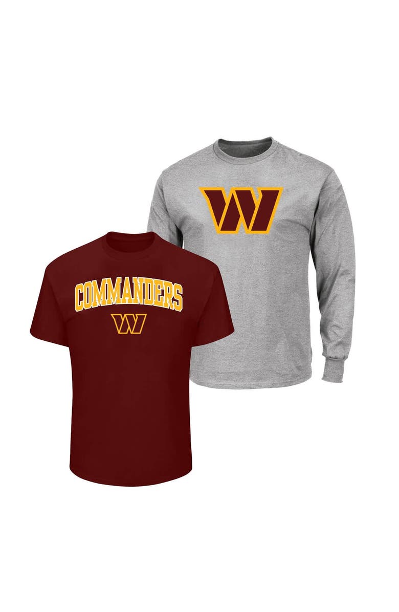 FANATICS Men's Fanatics  Maroon/Heather Gray Washington Commanders Big & Tall 2-Pack T-Shirt Set, Main, color, Maroon