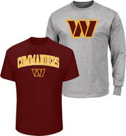 FANATICS Men's Fanatics  Maroon/Heather Gray Washington Commanders Big & Tall 2-Pack T-Shirt Set