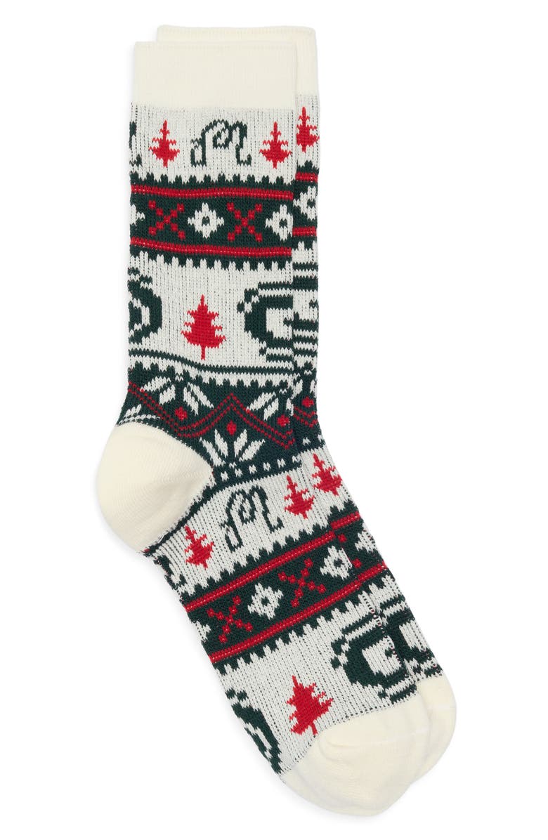 Malbon Golf Douglas Fair Isle Crew Socks, Main, color, Ivory