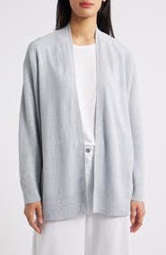 Eileen Fisher Organic Linen Blend Open Front Cardigan
