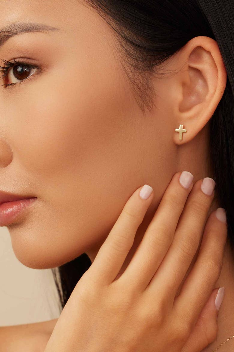 14K Yellow Gold Cross Roads Studs, Alternate, color, Yellow Gold