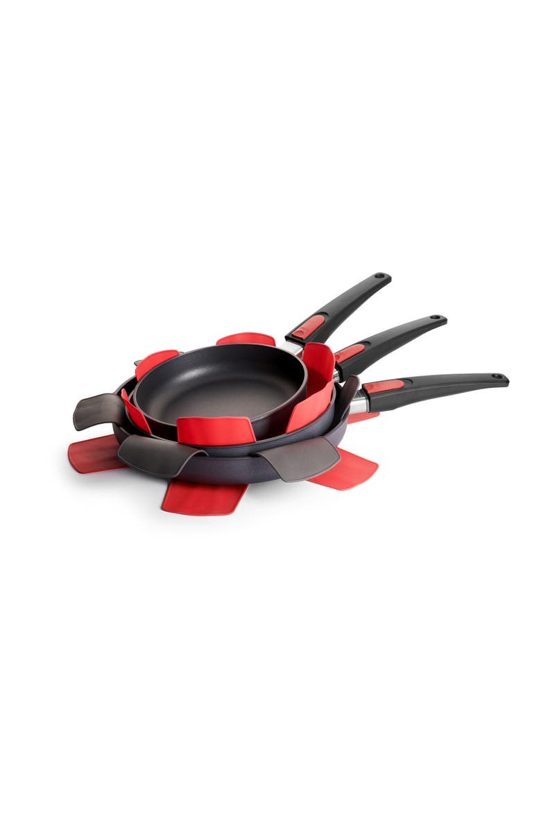 WOLL Silicone Pan Protectors 3 Piece Set, Red & Gray, Alternate, color, Black