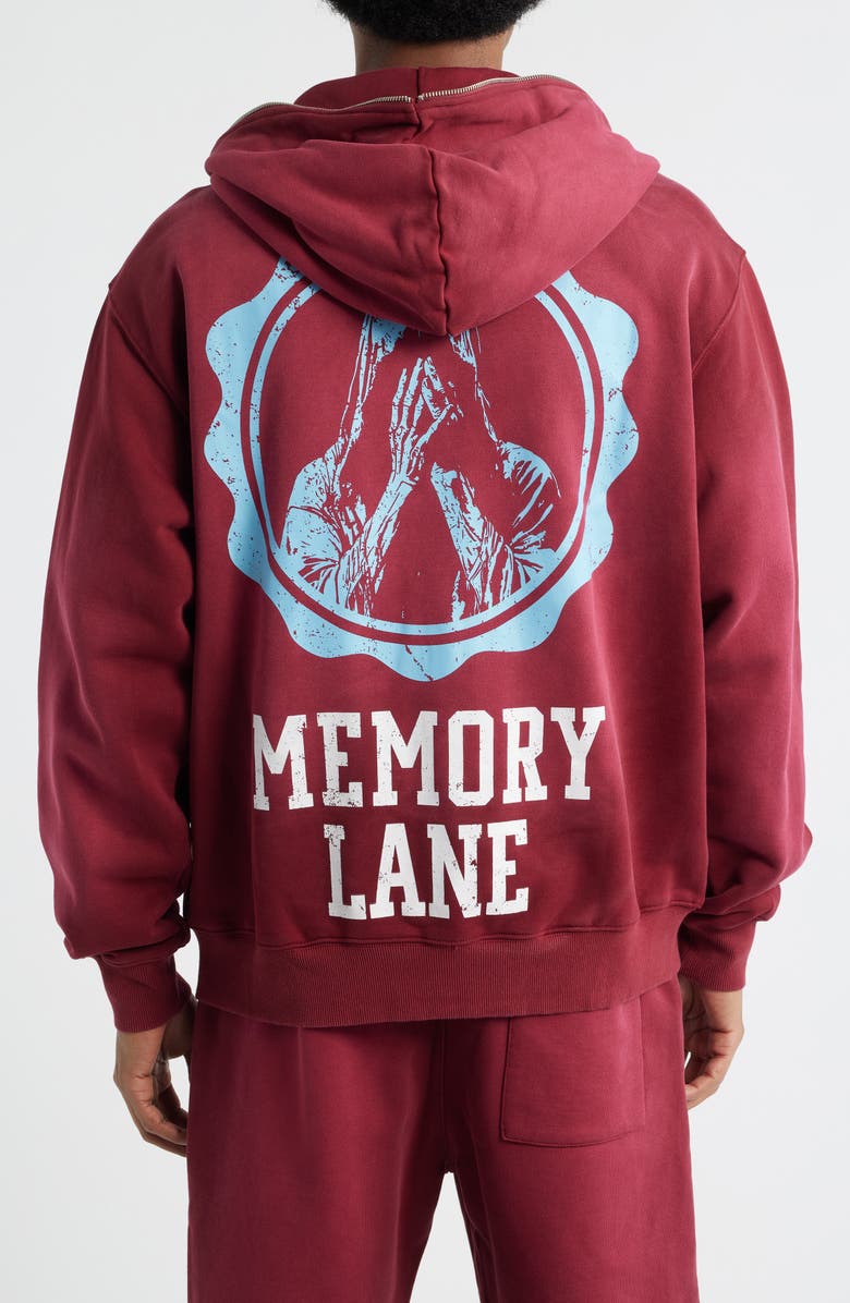 MEMORY LANE Oversize Initial Appliqué Zip Hoodie, Alternate, color, Burgundy