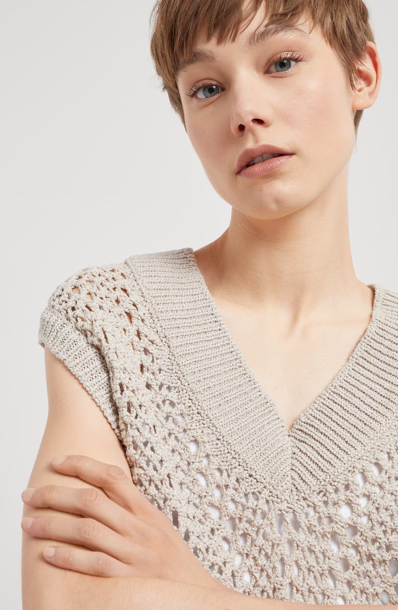 Brunello Cucinelli Mesh knit top, Alternate, color,