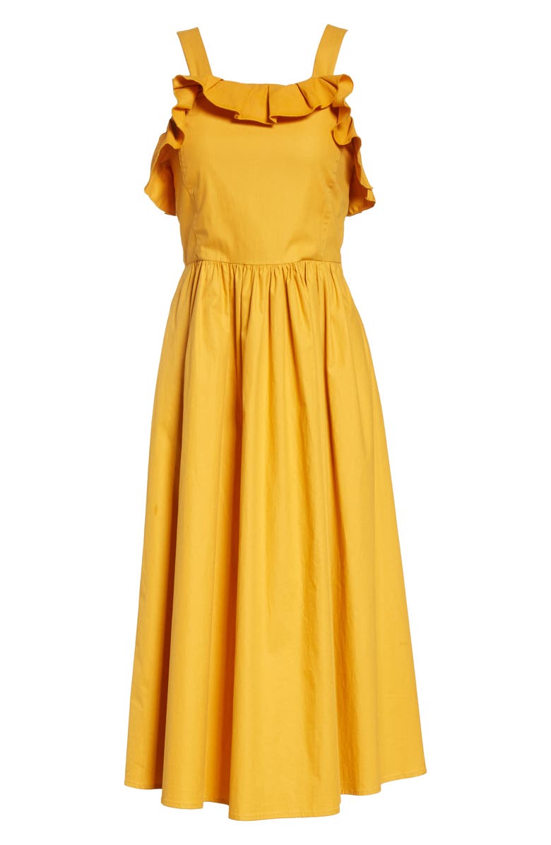 Sea Sunrise Ruffle Midi Dress, Alternate, color,
