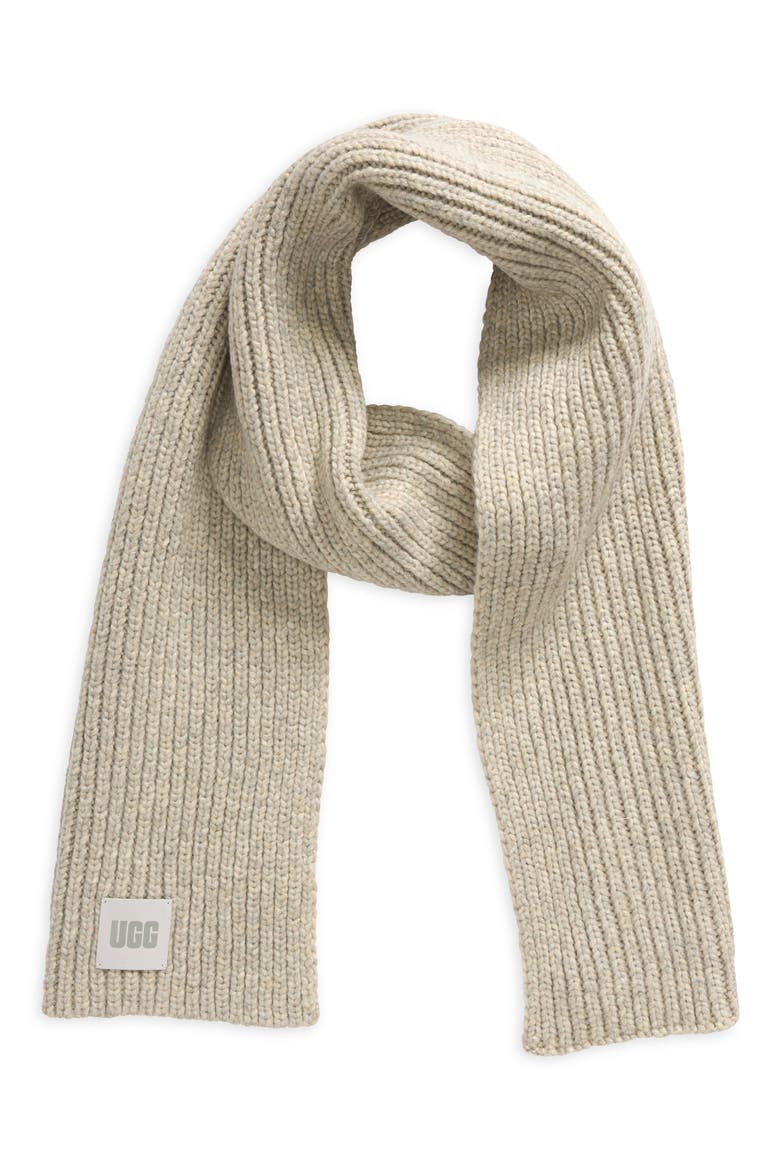 Chunky Rib Scarf, Main, color, LIGHT GREY