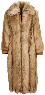 DONNA SALYERS FABULOUS FURS Goldie Faux Fur 
Faux Suede Long Coat