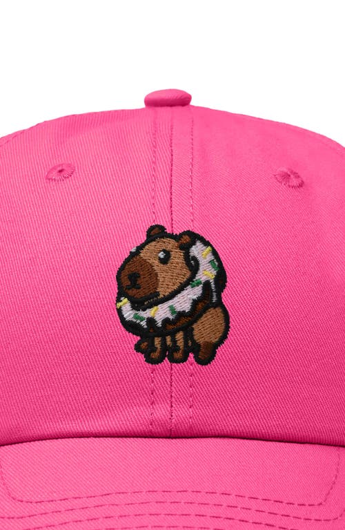 Dalix Capybara Donut Embroidered Cap In Hot Pink