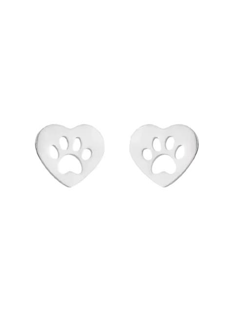 Pawfect Charm Heart Paw Cutout Stud Earrings
