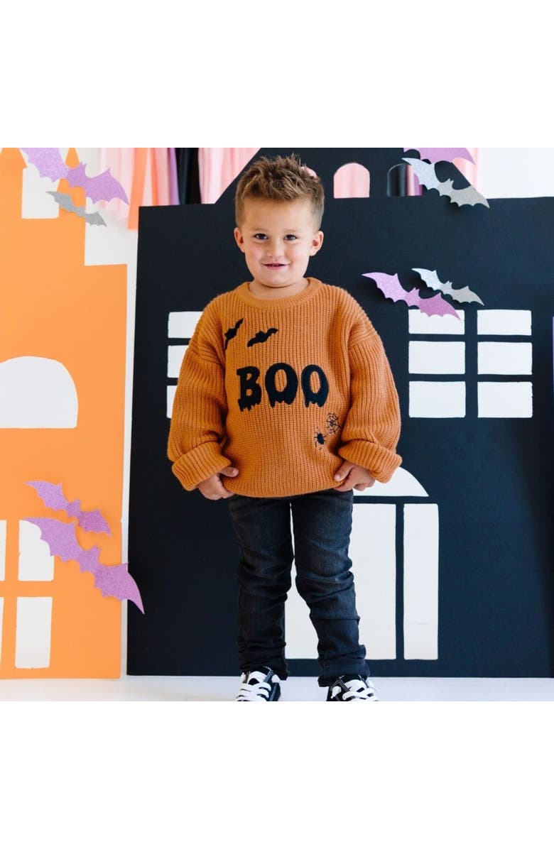 Sweet Wink Boo Drip Halloween Knit Sweater, Alternate, color, 