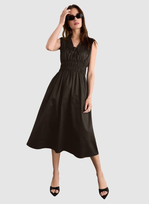 Kyrah Cotton Waisted Midi Dress