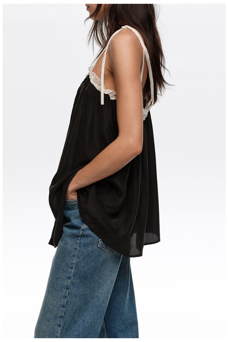 Silk Lace Vest Top, Alternate, color, BLACK