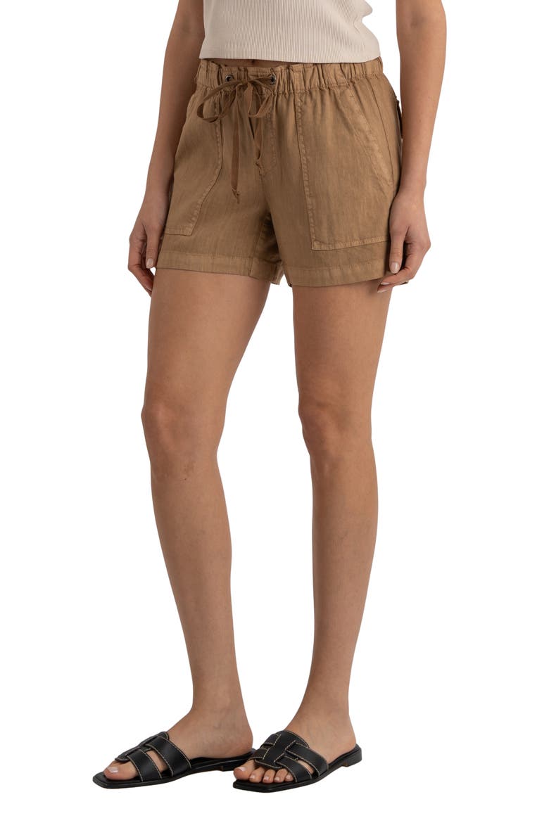 Katana Drawstring Linen Blend Shorts, Alternate, color, WOOD