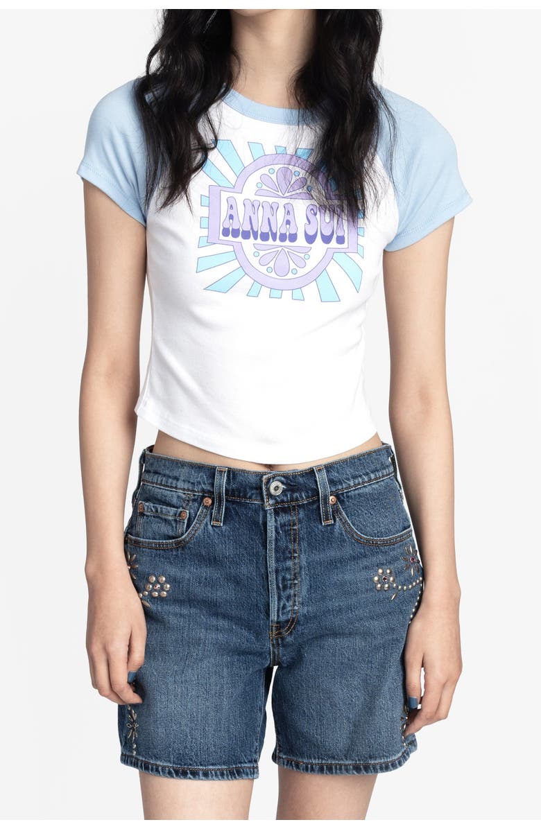 Anna Sui Spring 26 Invitation Baby Tee, Main, color, Baby Blue