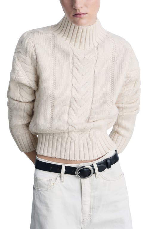 Mango Cable Stitch Mock Neck Sweater In Ecru