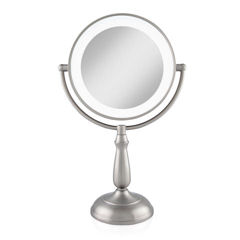 Lighted Makeup Mirror with 10X/1X Magnification & Touch Base Controls