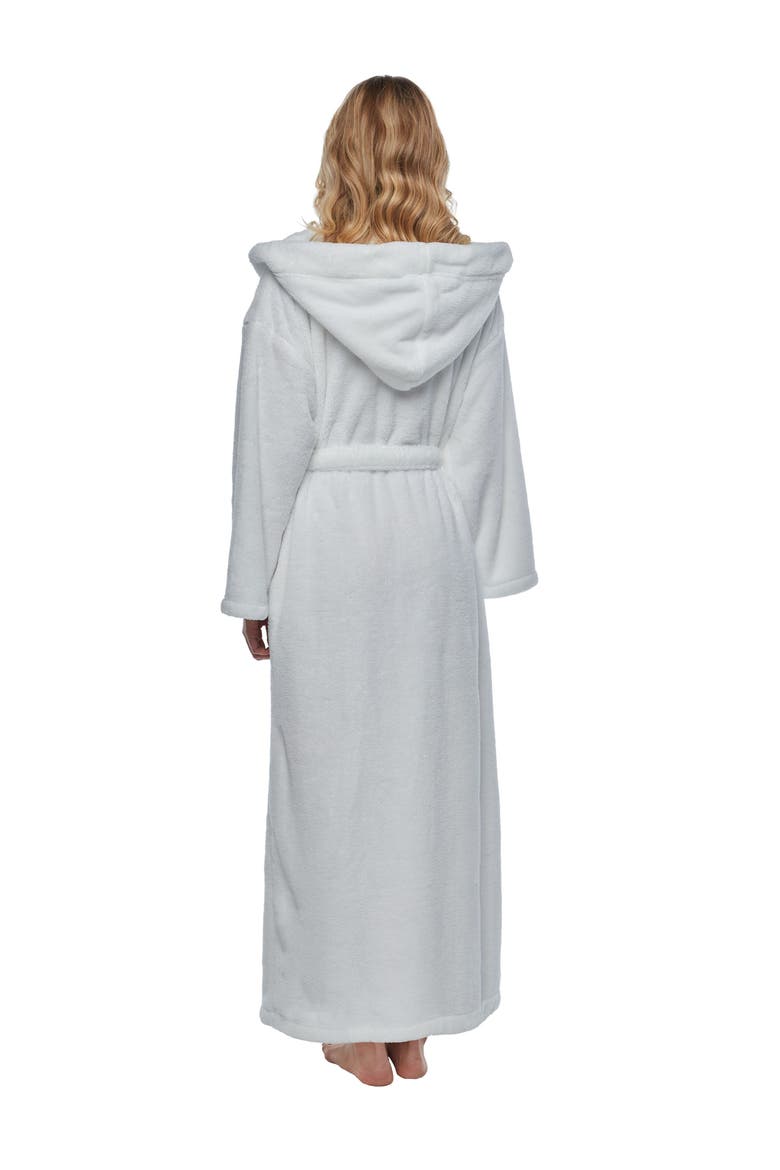Womens Long Fleece Robe with Hood, Alternate, color, White