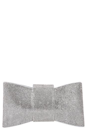 Berness Rhinestone Bow Clutch In Silver