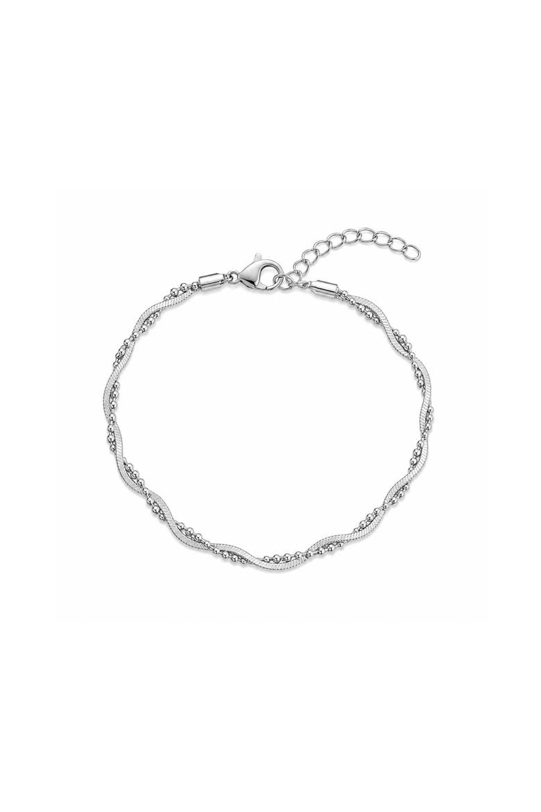 Bead Chain Twisted Sterling Silver Bracelet, Main, color, Silver