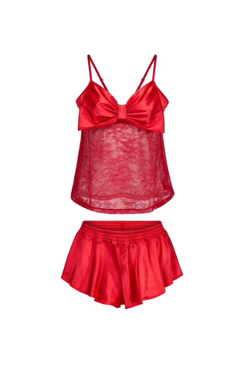 Idrina Pajama Cami & Shorts Set, Alternate, color, Dark red