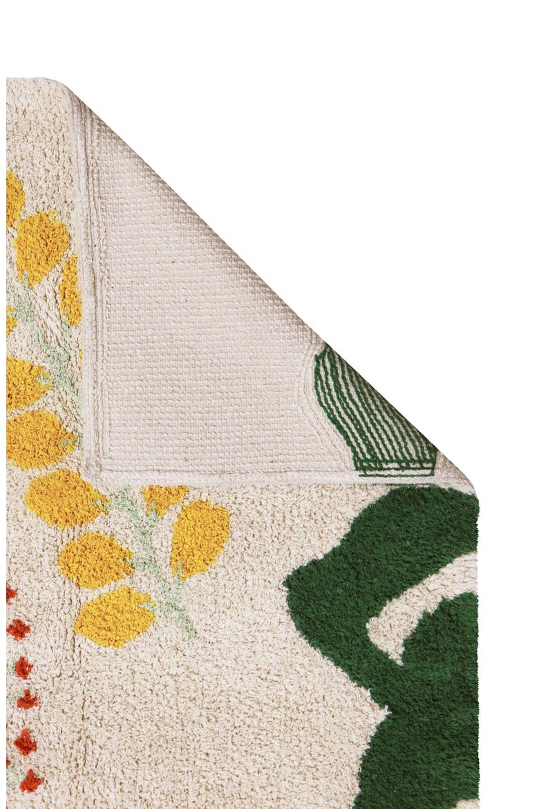 Botanic Print Washable Cotton Rug, Alternate, color, GREEN MULTI