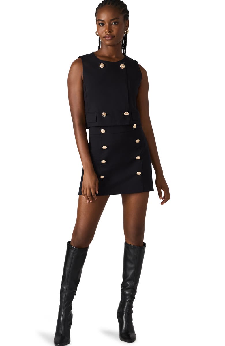 Steve Madden Hadley Double Breasted Vest, Alternate, color, Black