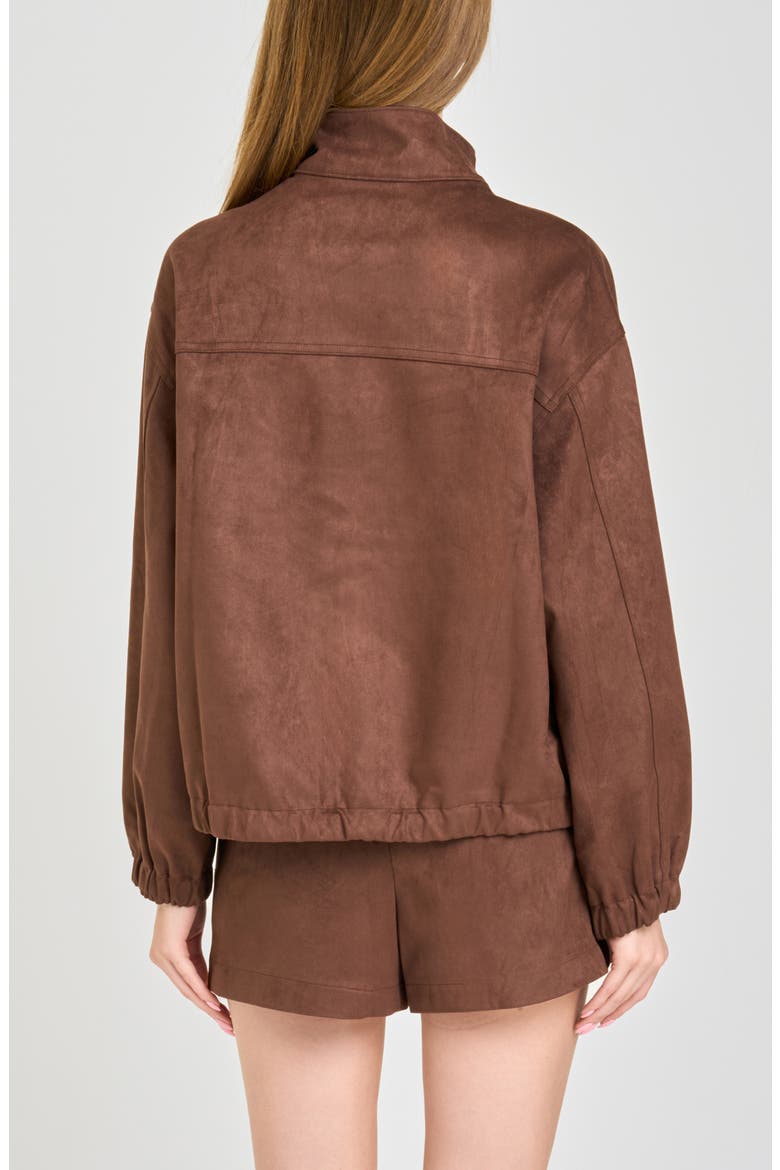 Parker Faux Suede Bomber Jacket, Alternate, color, CHOCOLATE
