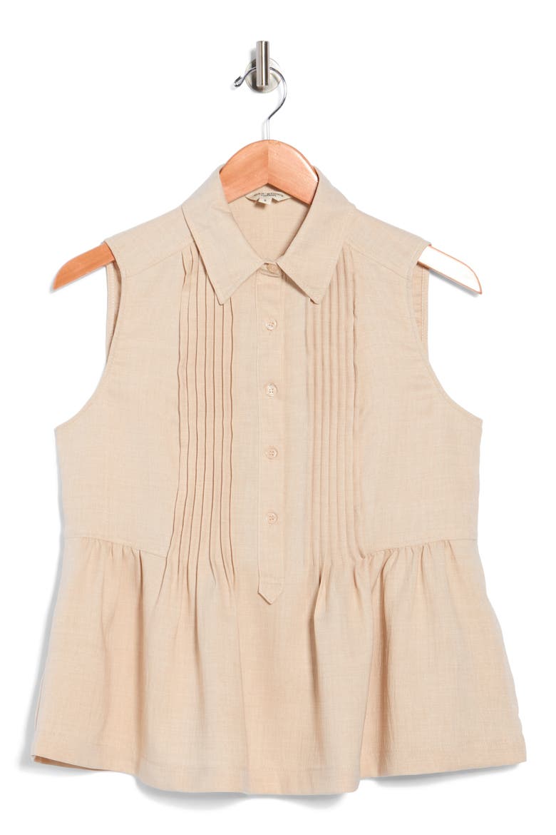 Sleeveless Peplum Top, Alternate, color, HEATHER OATMEAL