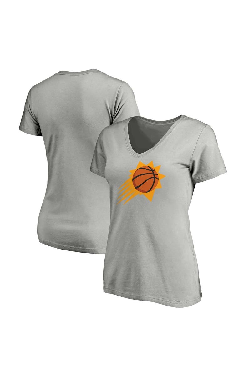 FANATICS Women's Fanatics Branded Gray Phoenix Suns Primary Logo Team V-Neck T-Shirt, Main, color, Gray