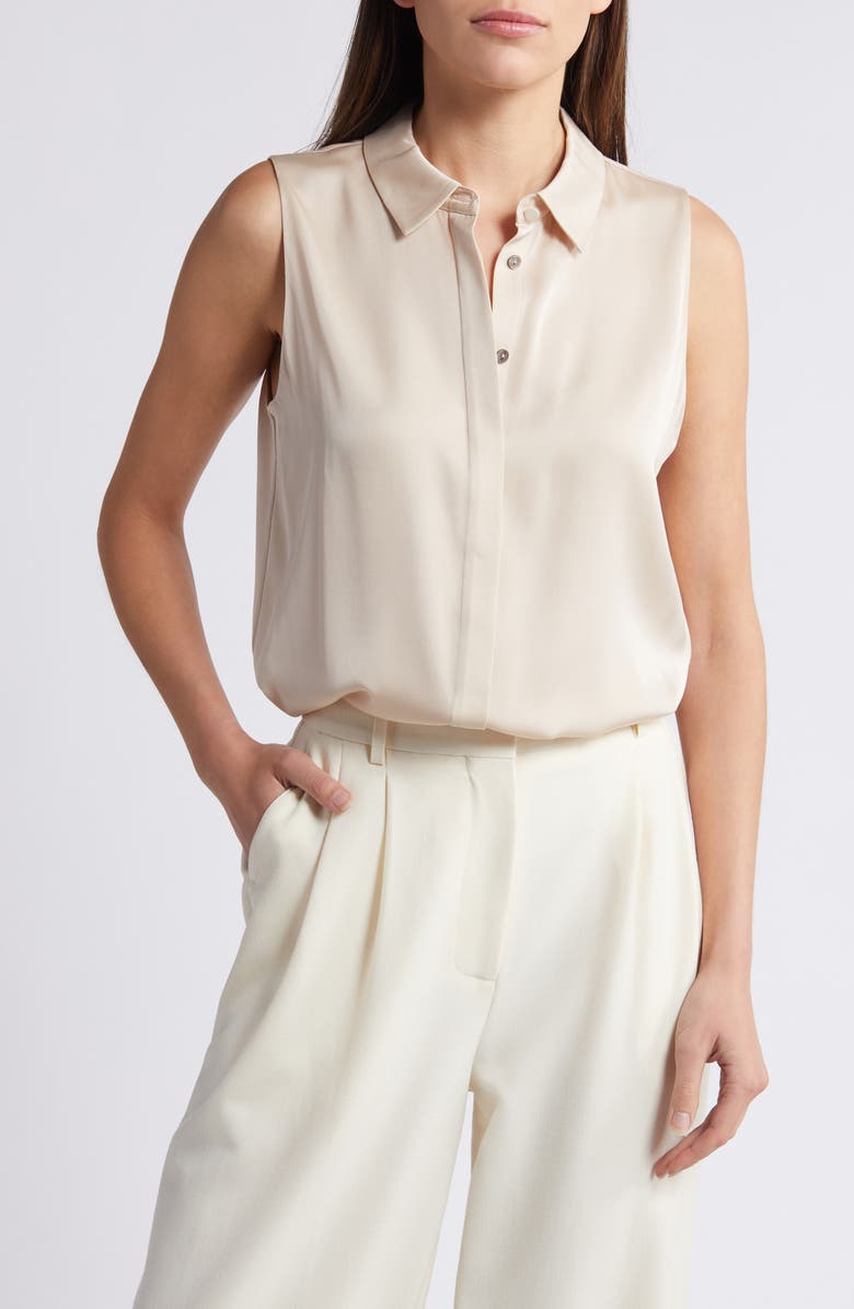 KOBI HALPERIN Celine Sleeveless Stretch Silk Shirt, Main, color,