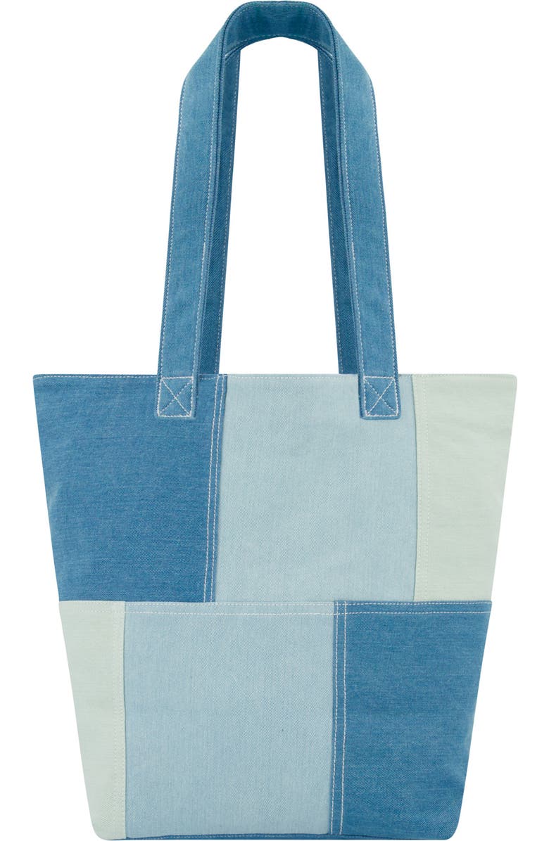 C & C California Denim Patchwork Tote Bag, Alternate, color, Blue