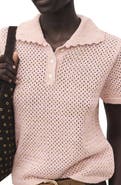 MANGO Limusin Metallic Open Stitch Polo Sweater