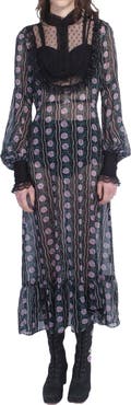 Anna Sui Rosetti Chiffon Victorian Bib Dress