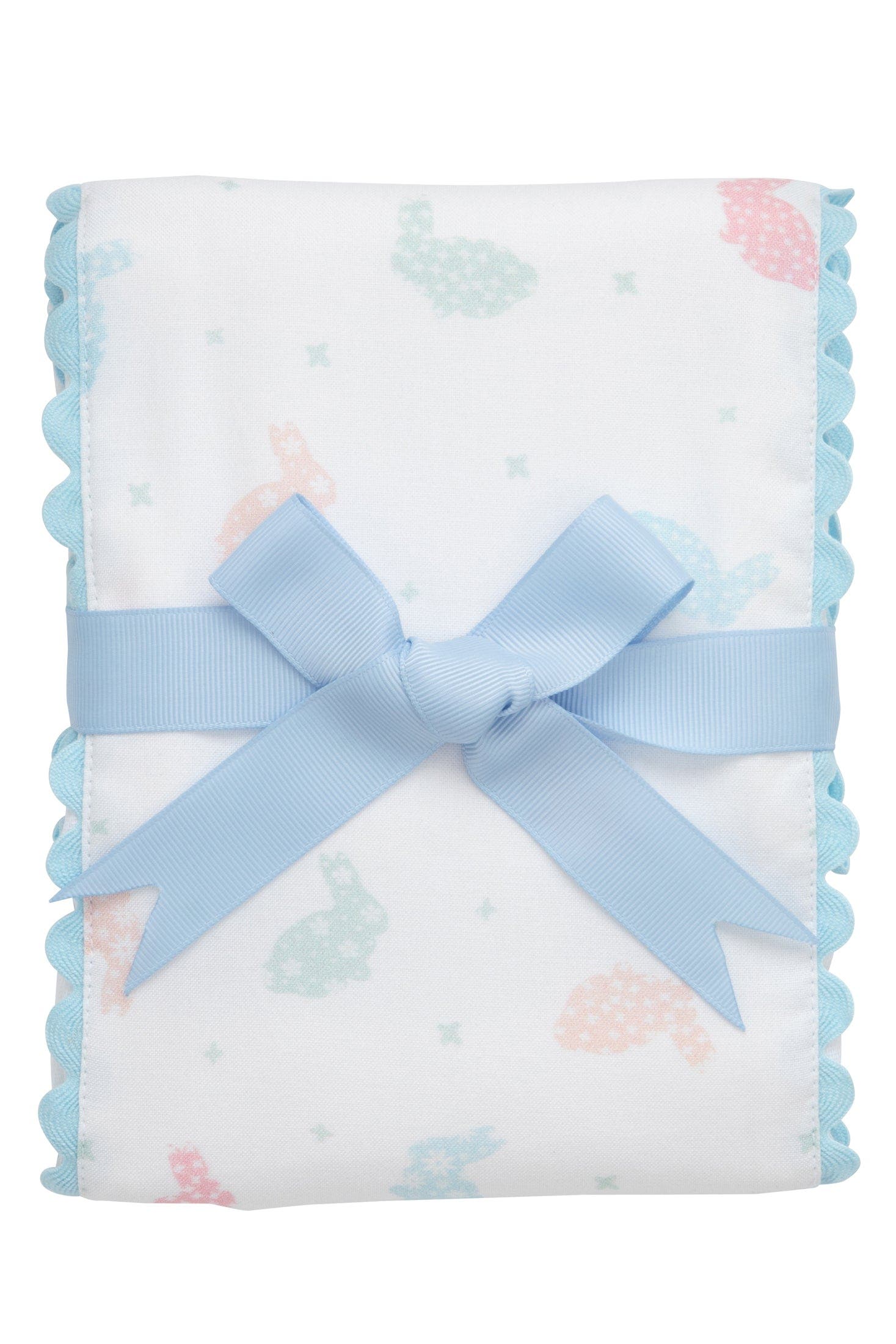 Bunny Print/Blue Trim