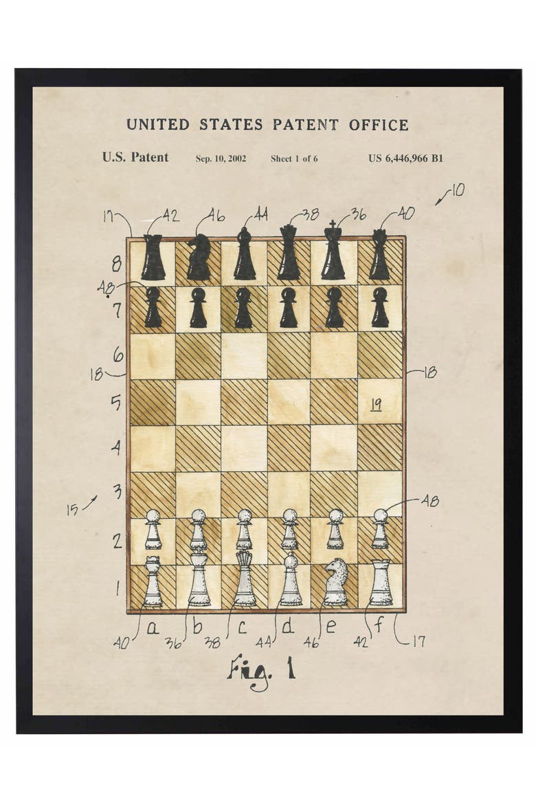 Chess Board Patent in Black Frame, Main, color, No Color