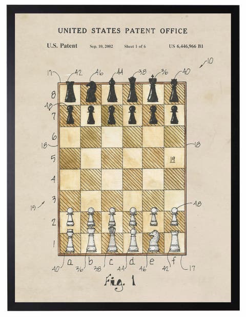 Chess Board Patent in Black Frame