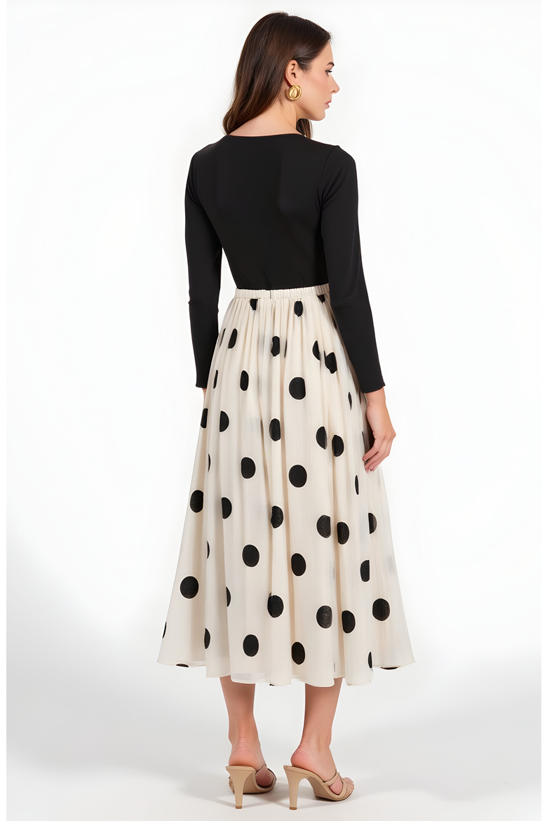 Polka Dot Pleated Midi Skirt, Alternate, color, Polka dot print